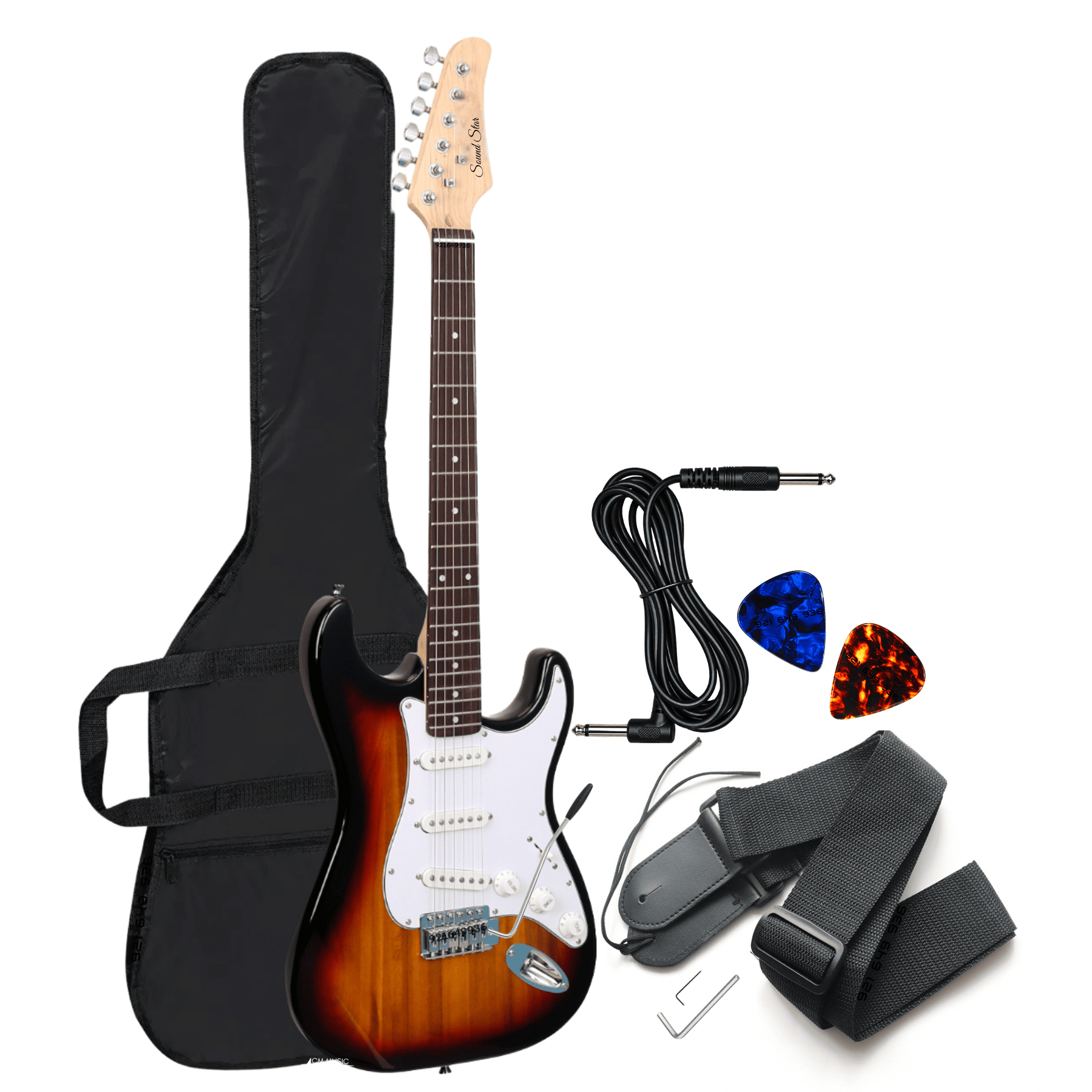 GUITARRA ELÉCTRICA SUNBURST CON ACCESORIOS COMPLETA - 1