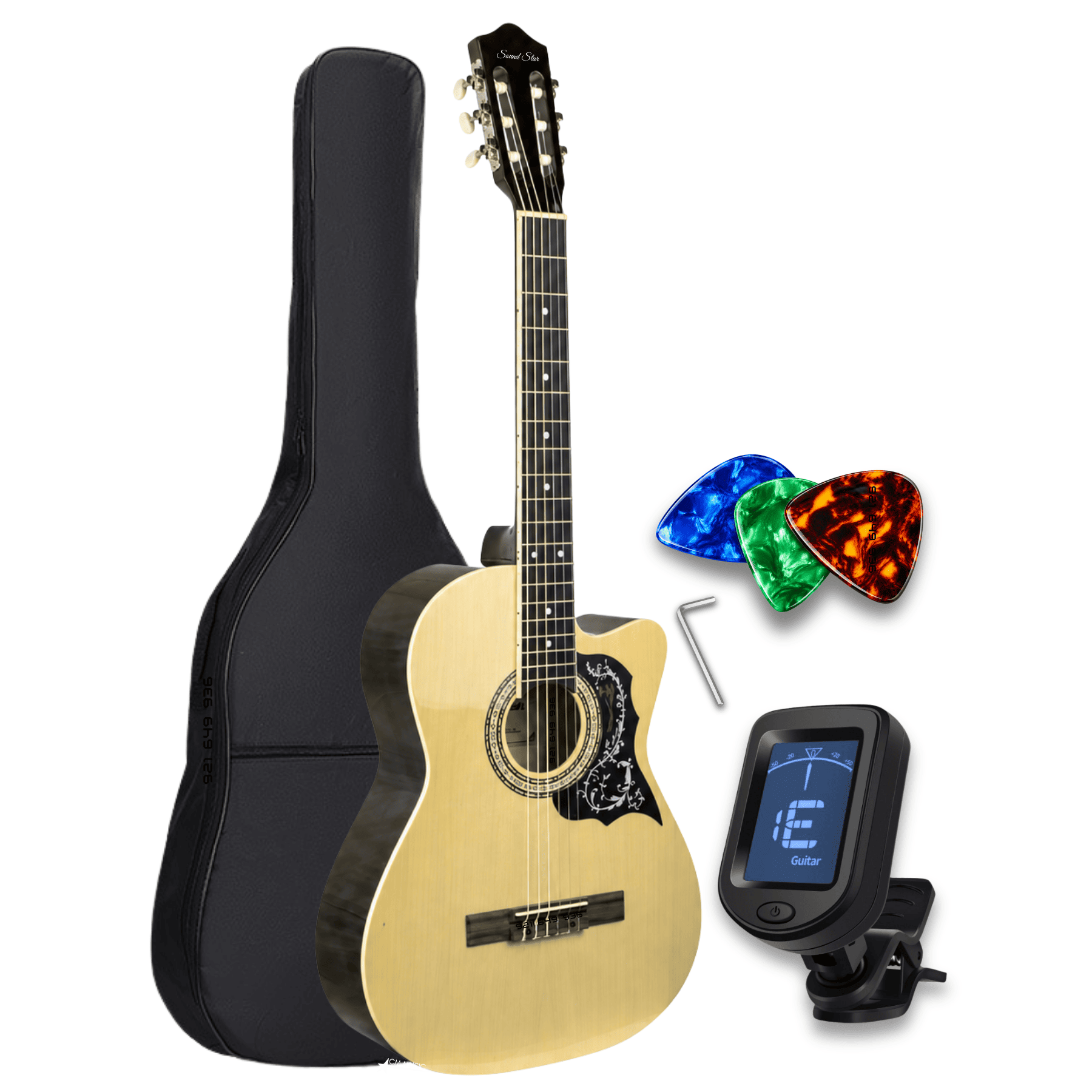 GUITARRA ACUSTICA CLASICA COLOR NATURAL CON ACCESORIOS - 1