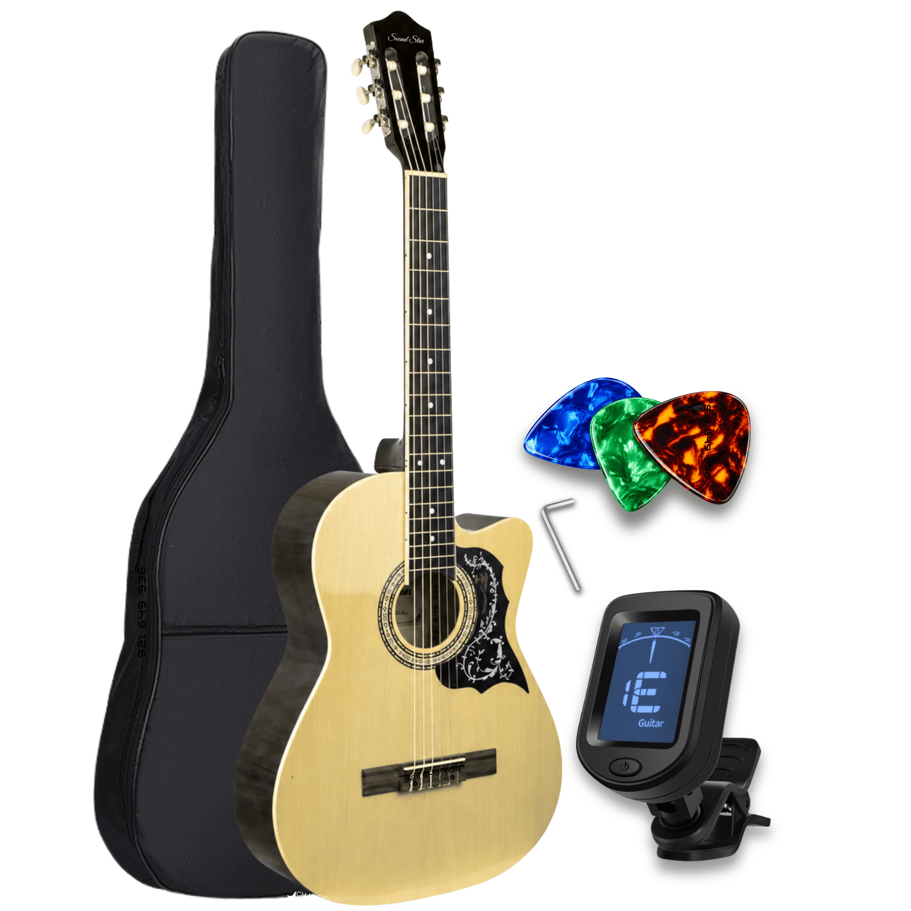 GUITARRA ACUSTICA CLASICA COLOR NATURAL CON ACCESORIOS - 3