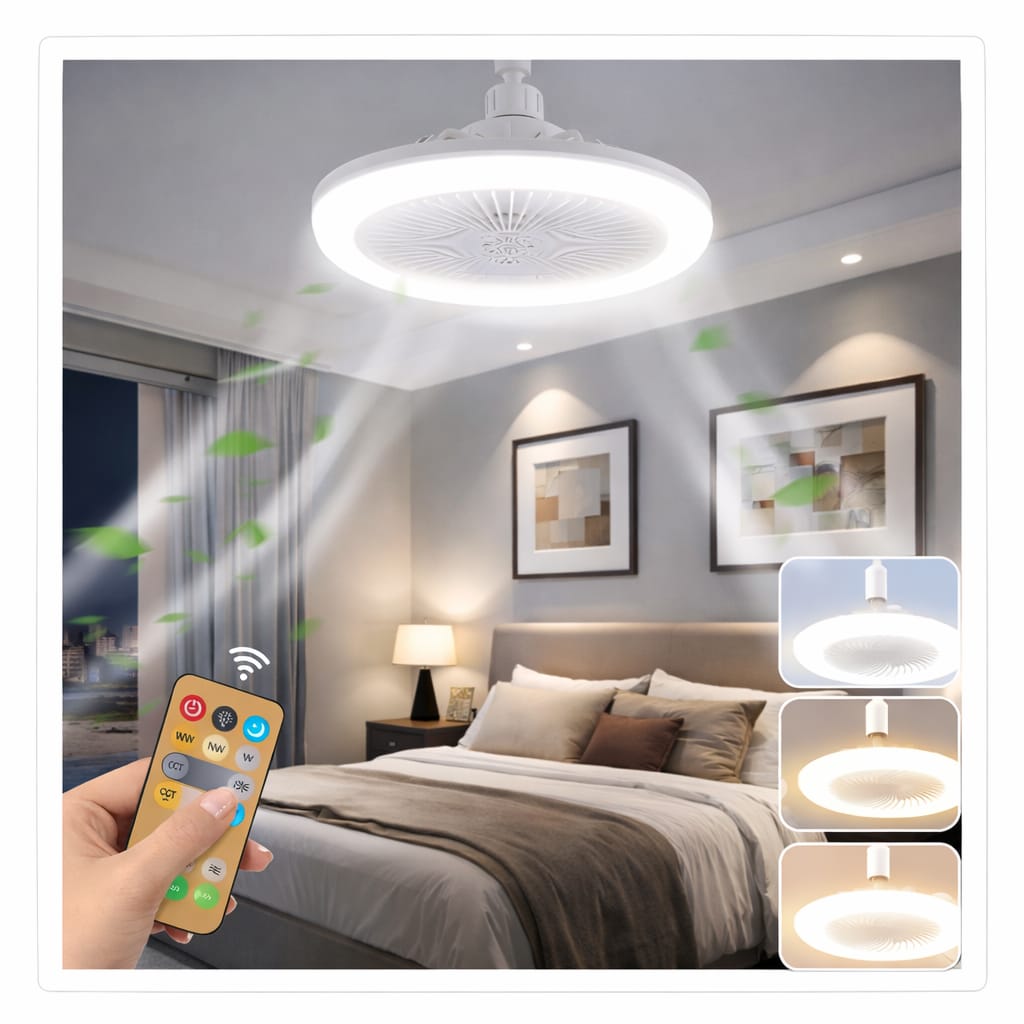 FOCO LED VENTILADOR HOME LIGHT 24W CON CONTROL REMOTO 1800 LUMENS TEMPORIZADOR BLANCO - 1