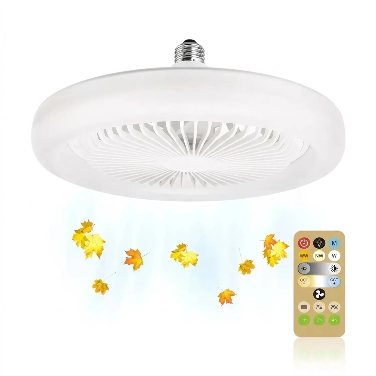 FOCO LED VENTILADOR HOME LIGHT 24W CON CONTROL REMOTO 1800 LUMENS TEMPORIZADOR BLANCO - 2