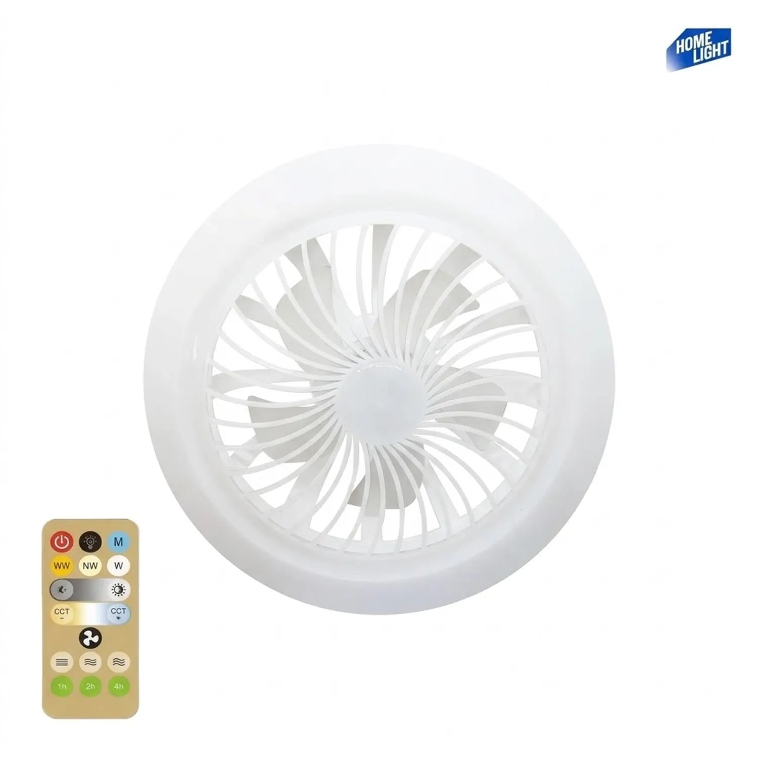 FOCO LED VENTILADOR HOME LIGHT 24W CON CONTROL REMOTO 1800 LUMENS TEMPORIZADOR BLANCO - 3