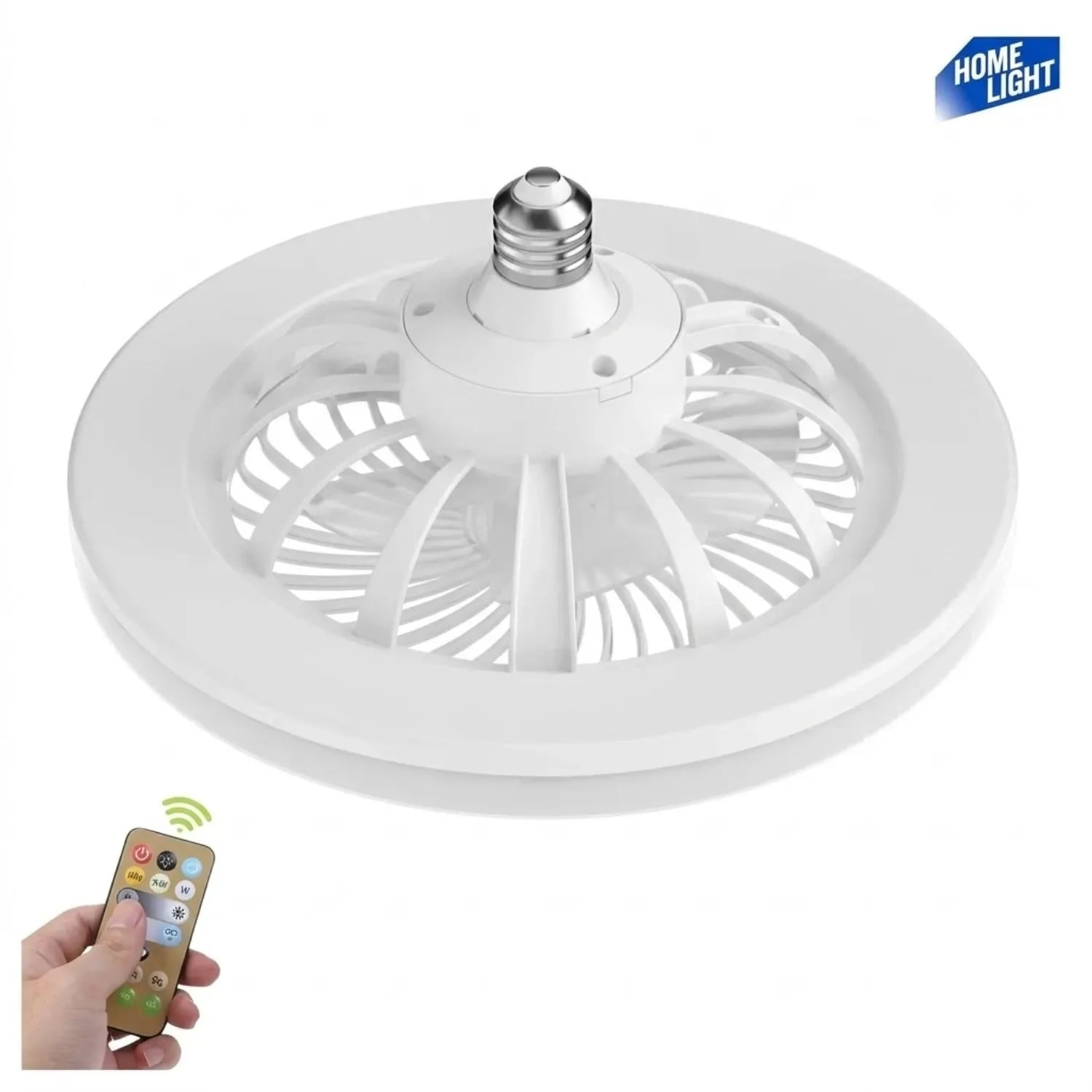 FOCO LED VENTILADOR HOME LIGHT 24W CON CONTROL REMOTO 1800 LUMENS TEMPORIZADOR BLANCO - 4