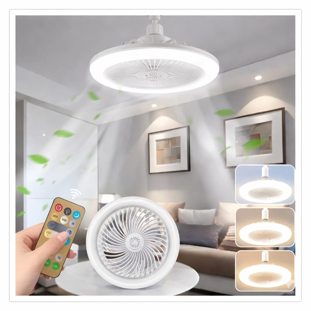 FOCO LED VENTILADOR HOME LIGHT 24W CON CONTROL REMOTO 1800 LUMENS TEMPORIZADOR BLANCO - 5