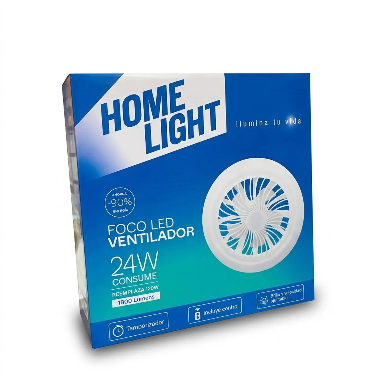 FOCO LED VENTILADOR HOME LIGHT 24W CON CONTROL REMOTO 1800 LUMENS TEMPORIZADOR BLANCO - 6