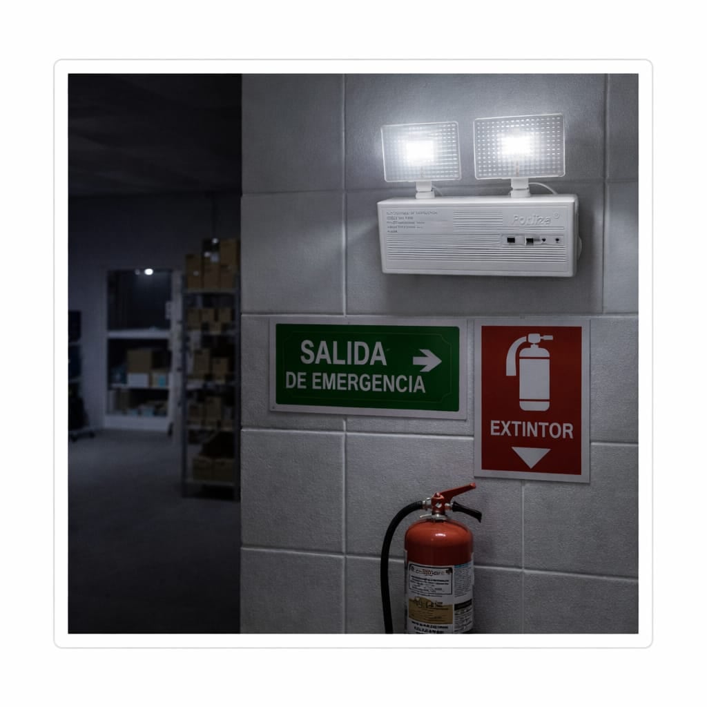LUZ DE EMERGENCIA LED PORTIZA YJ08 180LM BATERÍA LITIO 8H FAROS AJUSTABLES 110-240V BLANCO - 6