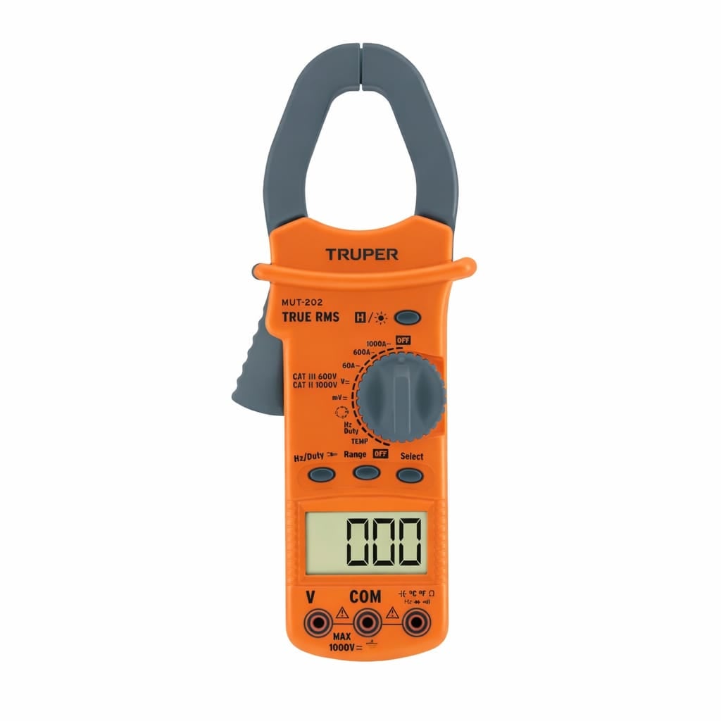 MULTIMETRO DIGITAL DE GANCHO TRUPER MUT-202 TRUE RMS 1000A MEDIDOR ELECTRICO CON TEMPERATURA Y ESTUCHE - 1