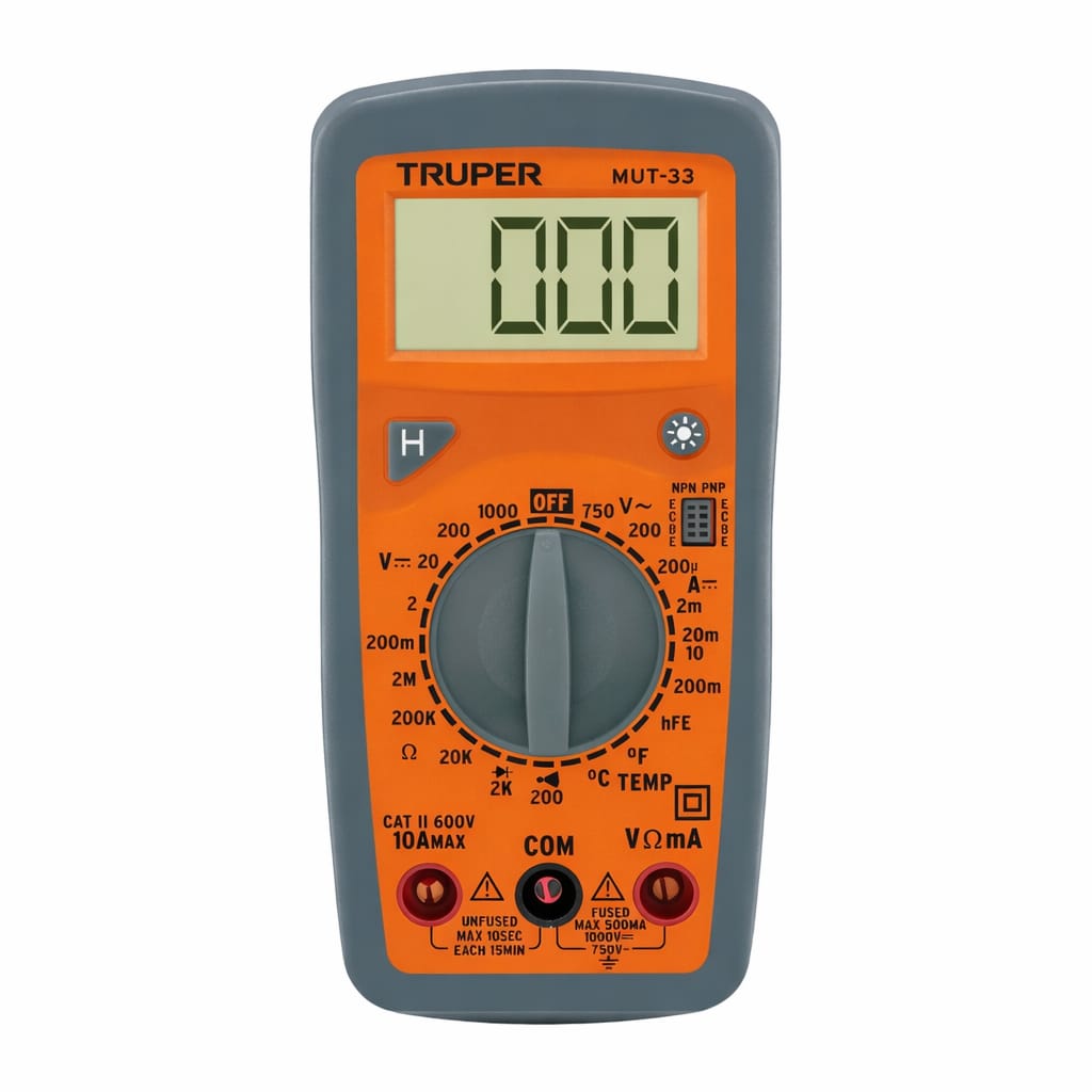 MULTIMETRO DIGITAL TRUPER MUT-33 MEDIDOR ELECTRICO VOLTAJE CORRIENTE RESISTENCIA CON TEMPERATURA - 1