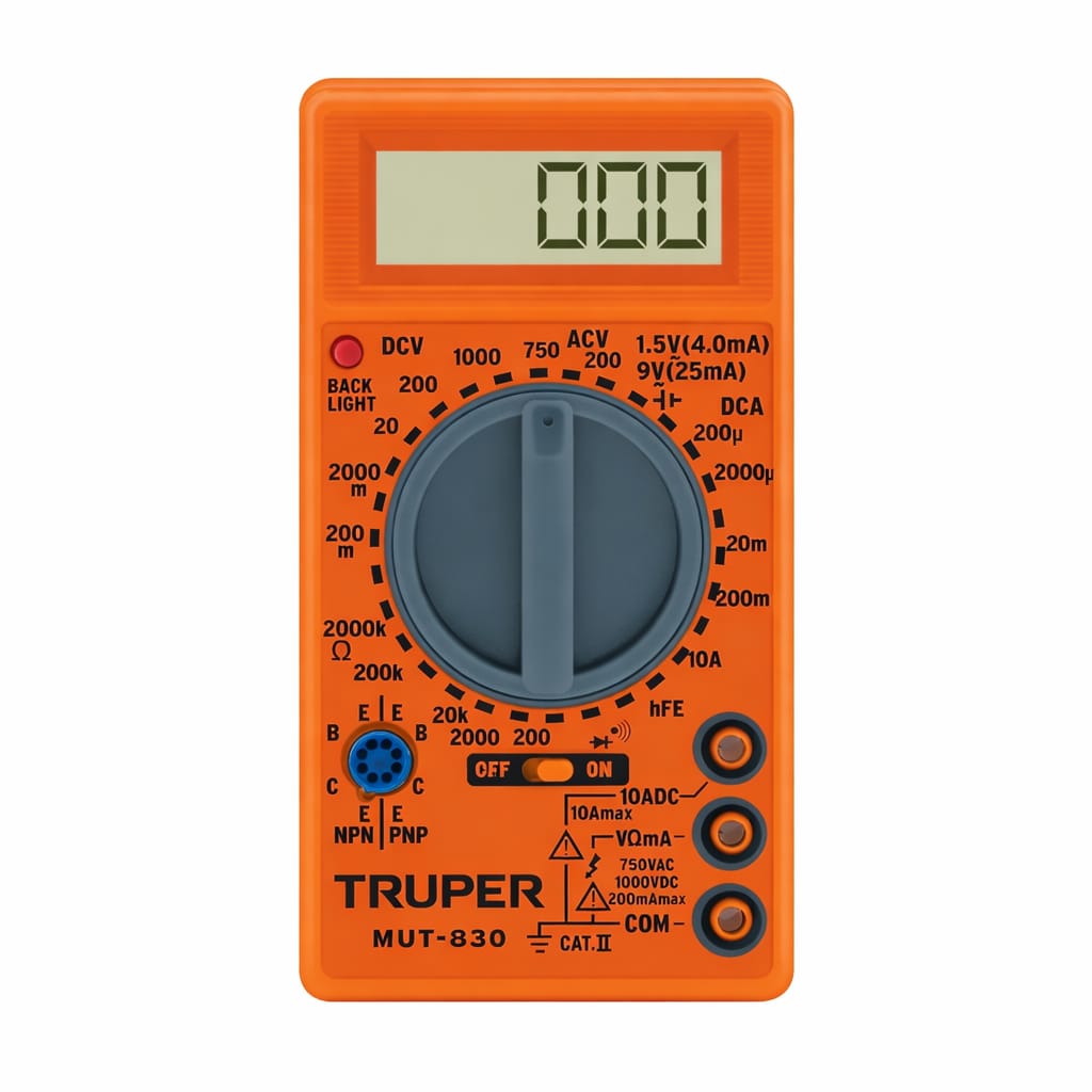 MULTIMETRO DIGITAL TRUPER MUT-830 MULTITESTER MEDIDOR VOLTAJE CORRIENTE RESISTENCIA PORTATIL N - 1