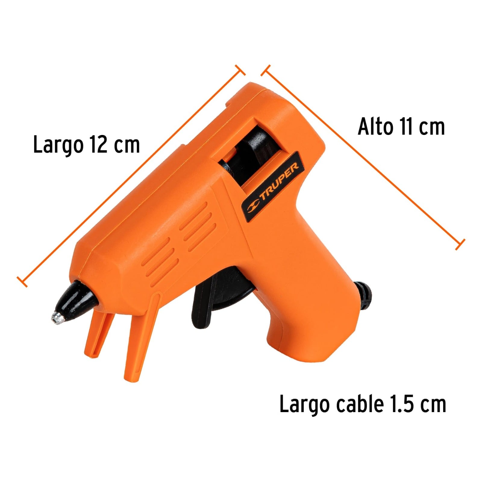 PISTOLA DE SILICONA TRUPER 15W 220V BARRA 8MM 5/16' PEGAMENTO HOT MELT USO HOGAR - 1