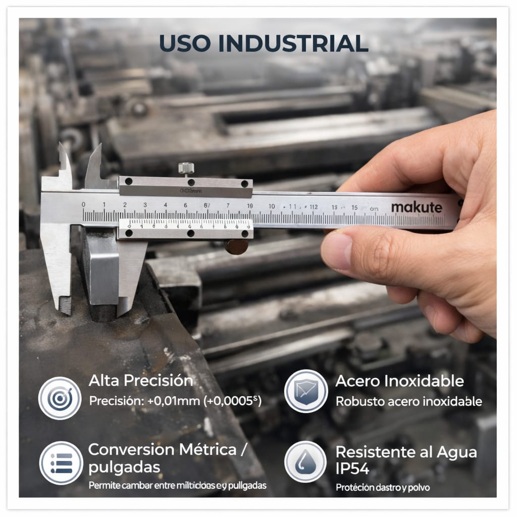 CALIBRADOR VERNIER MAKUTE 150MM ACERO INOX ALTA PRECISIÓN 0.02MM - 4