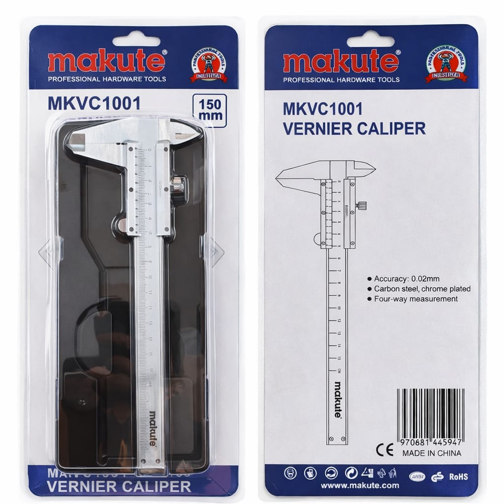 CALIBRADOR VERNIER MAKUTE 150MM ACERO INOX ALTA PRECISIÓN 0.02MM - 5
