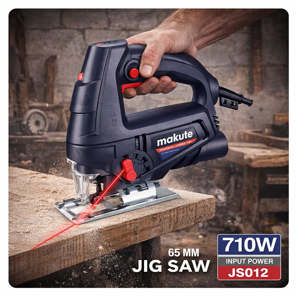 SIERRA CALADORA 710W MAKUTE INDUSTRIAL CON GUÍA LASER CORTE MADERA Y METAL - 5