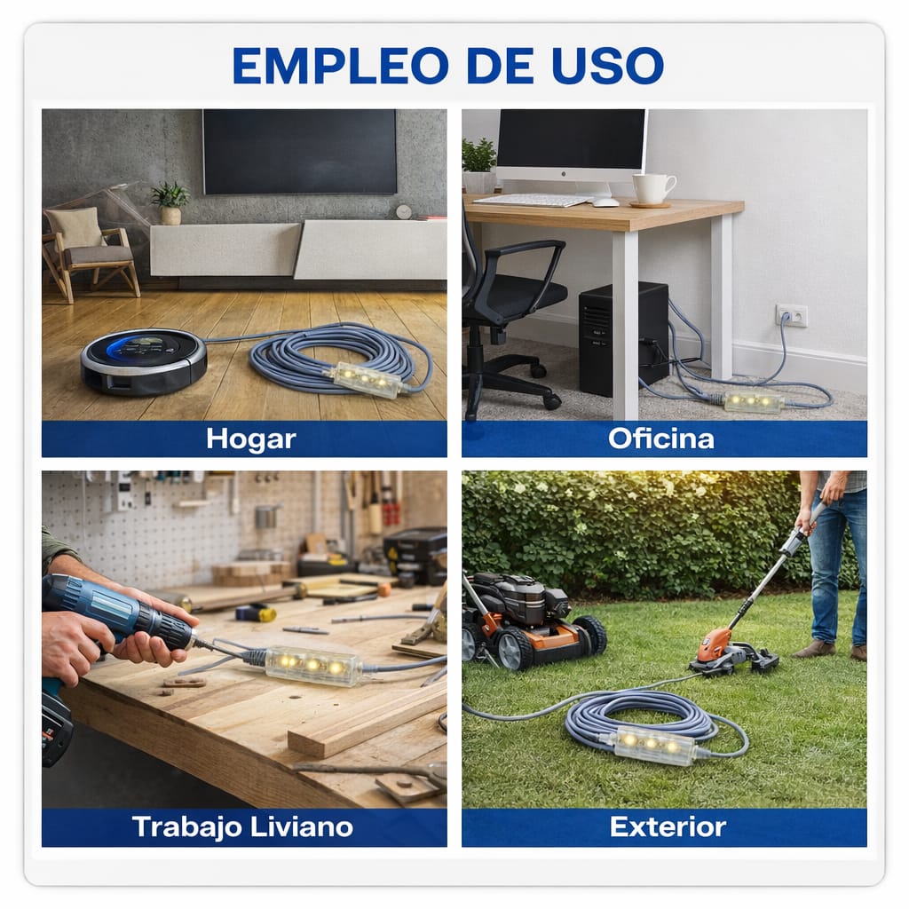 EXTENSIÓN ELÉCTRICA 20 METROS GRIS CON 3 TOMAS HOME LIGH - 4