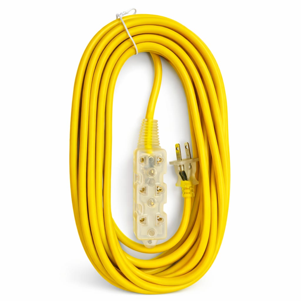 EXTENSIÓN ELÉCTRICA 15 METROS 3 TOMAS CABLE VULCANIZADO AMARILLO HOME LIGHT - 2