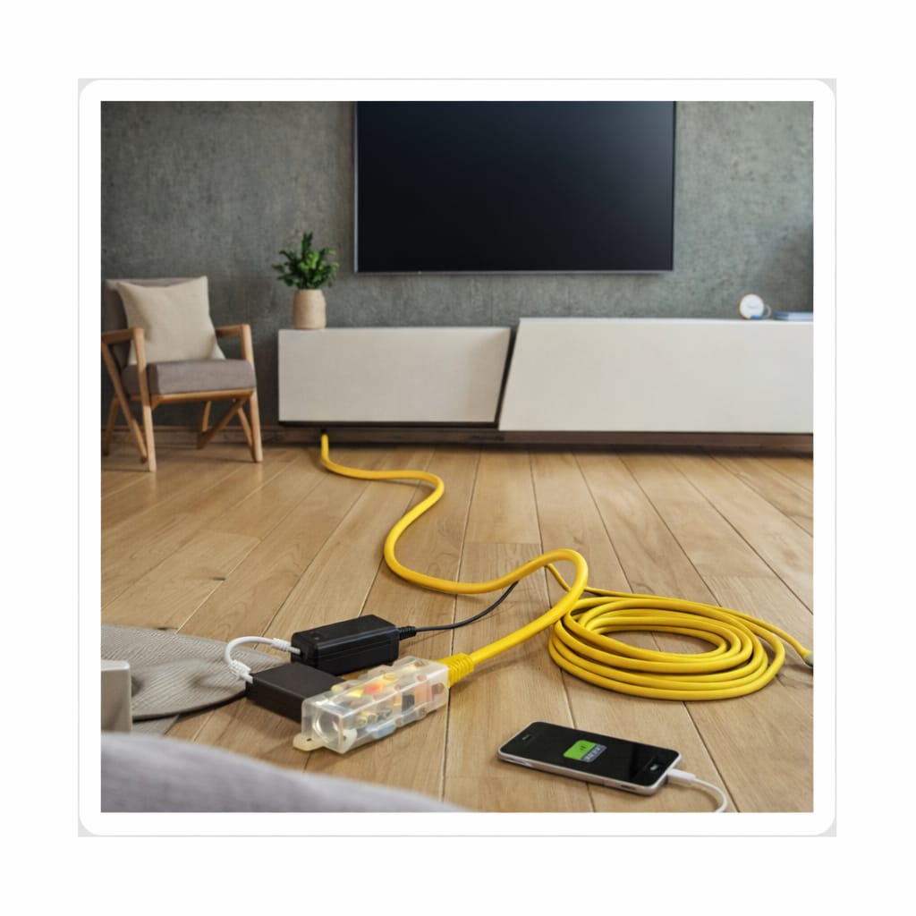 EXTENSIÓN ELÉCTRICA 10 METROS 3 TOMAS CABLE VULCANIZADO AMARILLO HOME LIGHT - 4