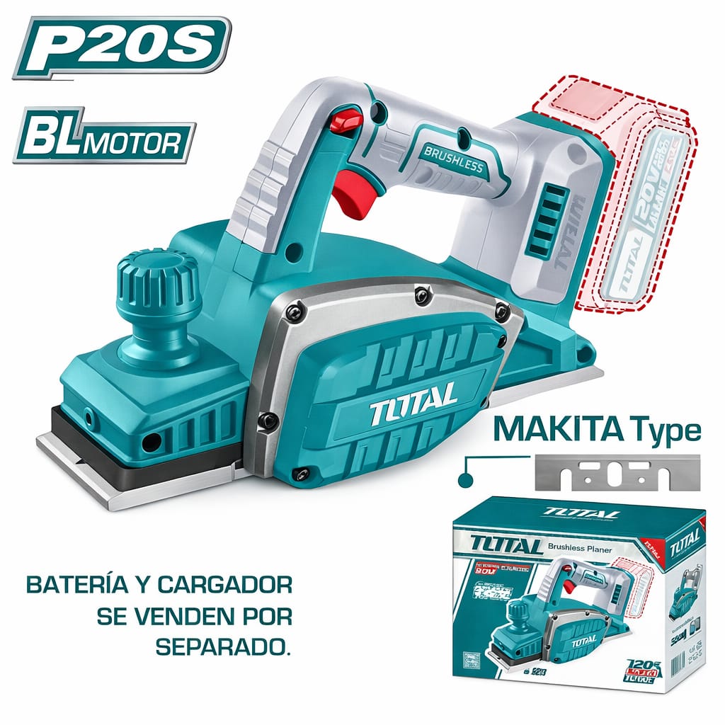CEPILLO INALÁMBRICO CARPINTERO INDUSTRIAL TOTAL SIN BATERÍA NI CARGADOR TRLI20401 - 1