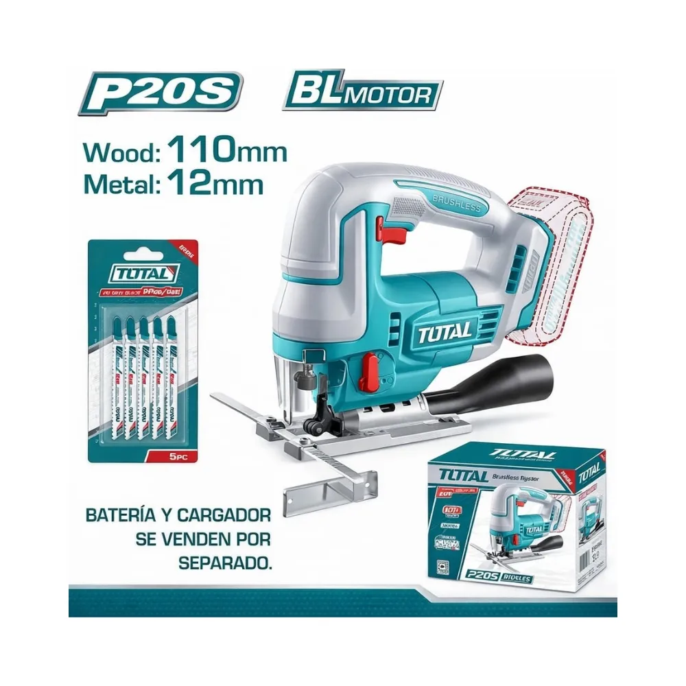 SIERRA CALADORA INALÁMBRICA TOTAL INDUSTRIAL SIN BATERÍA NI CARGADOR TJSLI1008 - 1