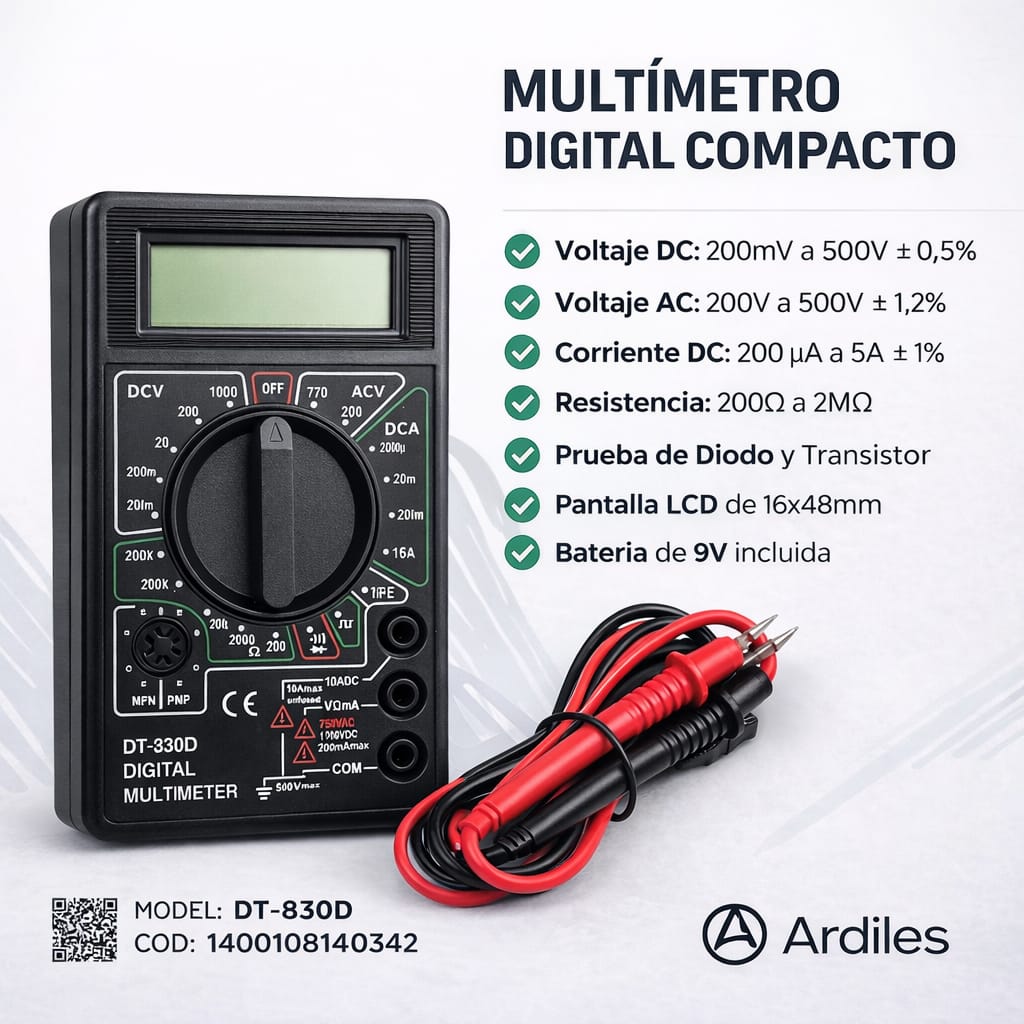 MULTÍMETRO DIGITAL COMPACTO DT 830D CYA - 2