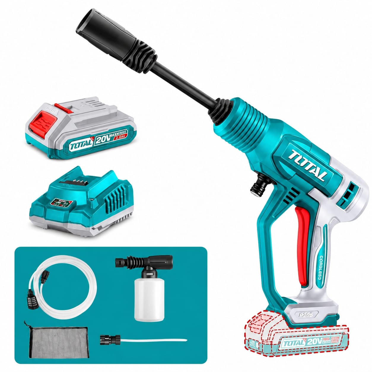 HIDROLAVADORA INALÁMBRICA TOTAL 20V 1 BATERÍA Y CARGADOR TPWLI20362 - 1