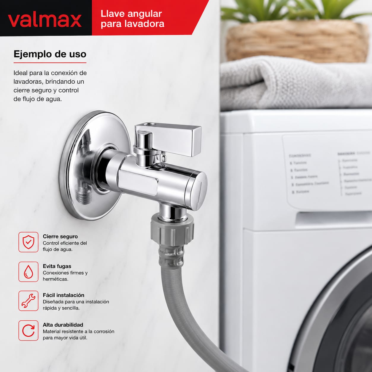 GRIFO CAÑO PARA LAVADORA CROMADO VALMAX - 3