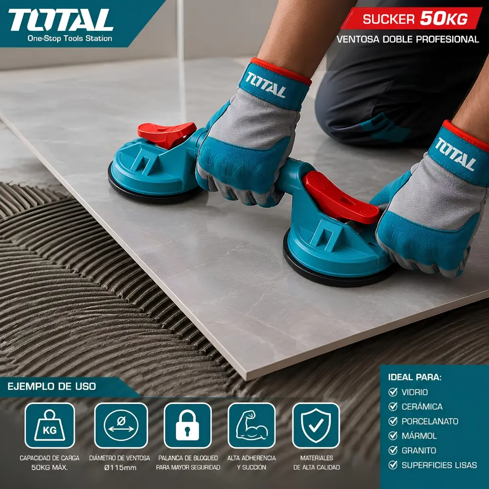 VENTOSA DOBLE TOTAL 50KG 115MM PARA VIDRIO PORCELANATO TSPO2501 - 3