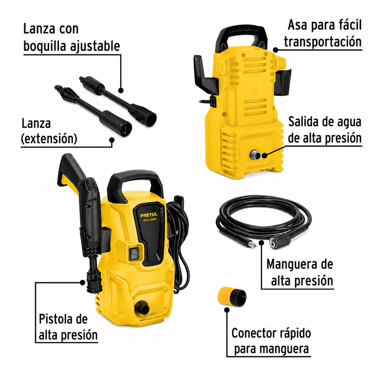 HIDROLAVADORA ELÉCTRICA PRETUL 1200W 1350 PSI HILA-1350P-2 - 3