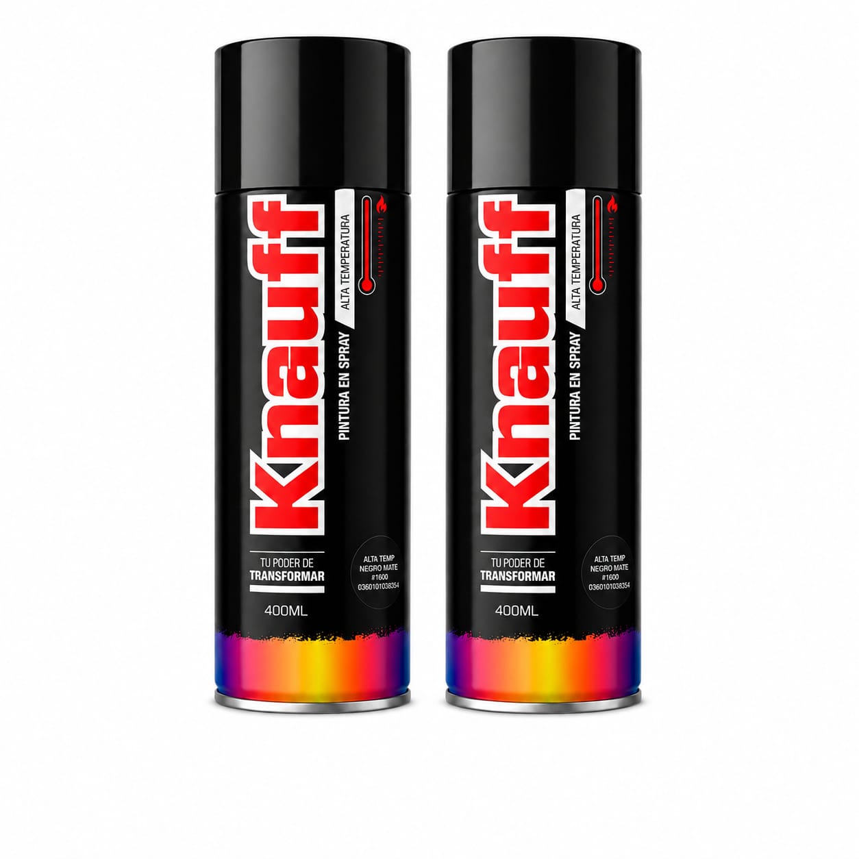 PINTURA EN SPRAY KNAUFF ALTA TEMPERATURA 400 ML PACK 2 UND NEGRO MATE 600°C - 2