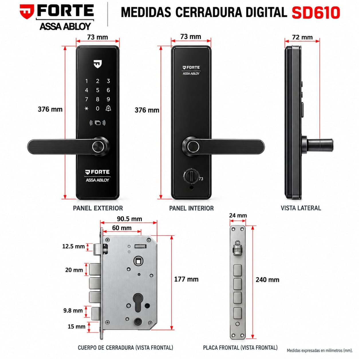 CERRADURA DIGITAL FORTE SD610 PUERTA PRINCIPAL ALTA SEGURIDAD - 3