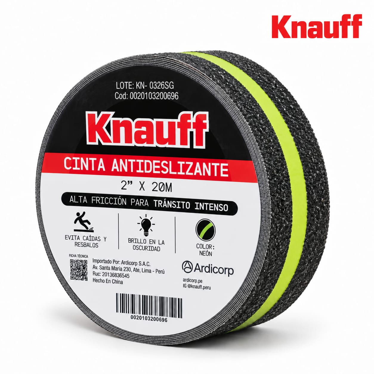CINTA ANTIDESLIZANTE FOTOLUMINISCENTE KNAUFF 2 PULGADAS X 20 METROS ALTA ADHESIÓN - 1