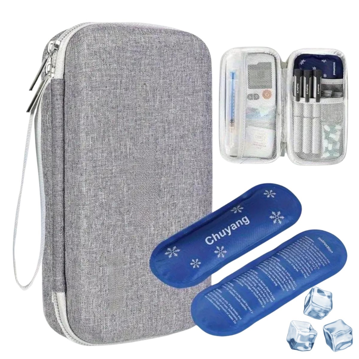 ESTUCHE TÉRMICO PORTÁTIL PARA INSULINA +2 GELES REFRIGERANTES REUTILIZABLES - 1