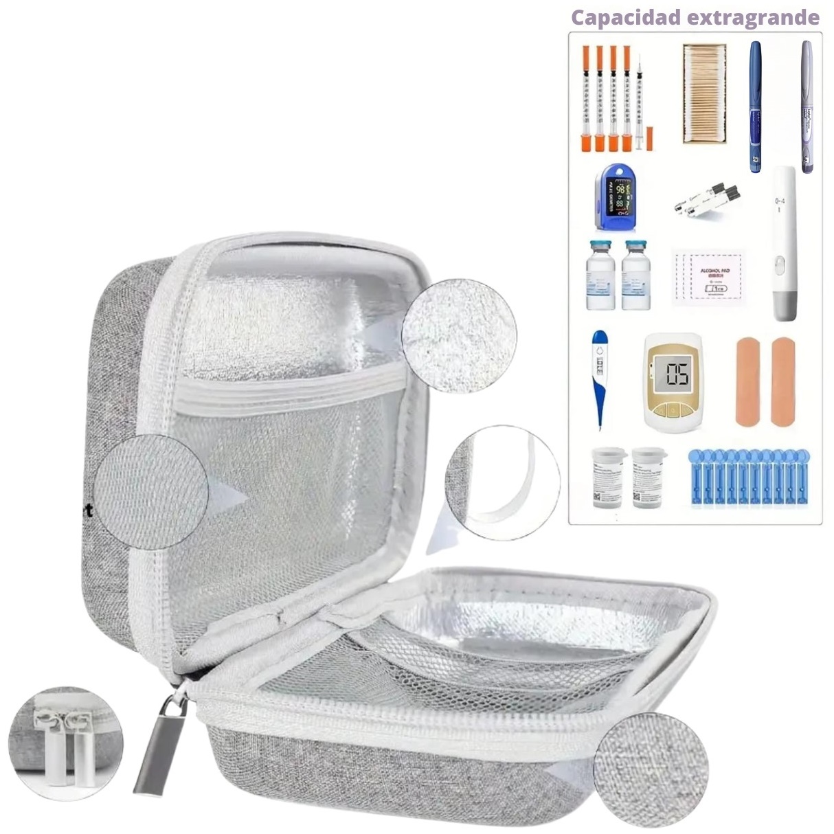 ESTUCHE TÉRMICO PORTÁTIL PARA INSULINA +2 GELES REFRIGERANTES REUTILIZABLES - 4