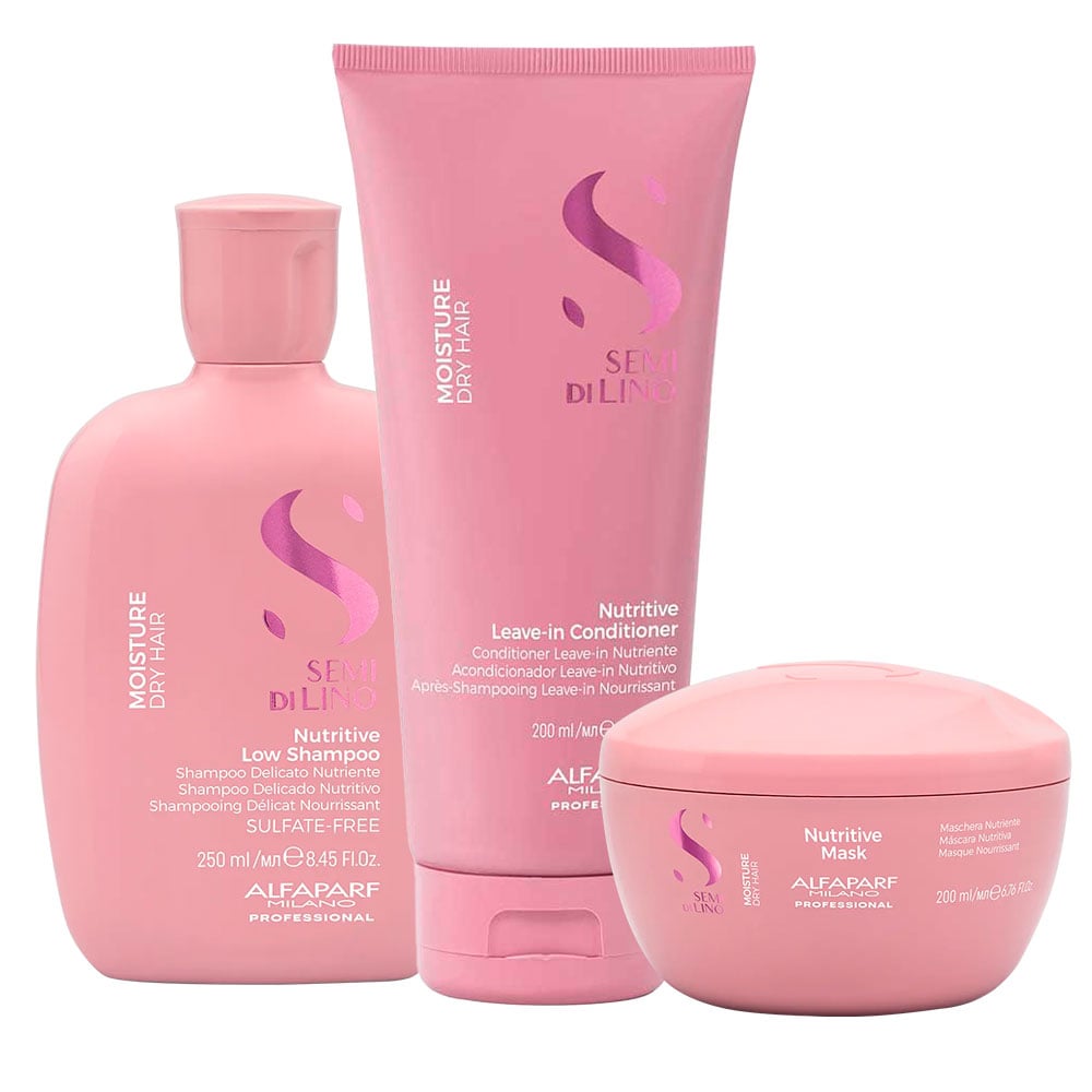 ALFAPARF SEMI DI LINO NUTRITIVE SHAMPOO 250 ML + CONDITIONER 200 ML + MASK 200 ML - 1