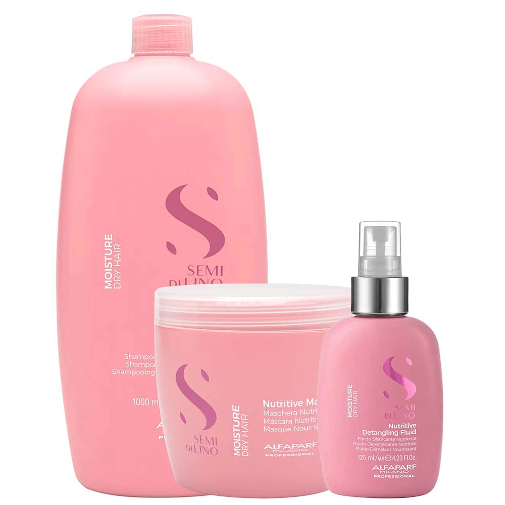 ALFAPARF SEMI DI LINO NUTRITIVE SHAM 1000 ML + MASK 500 ML + FLUID 125 ML - 1