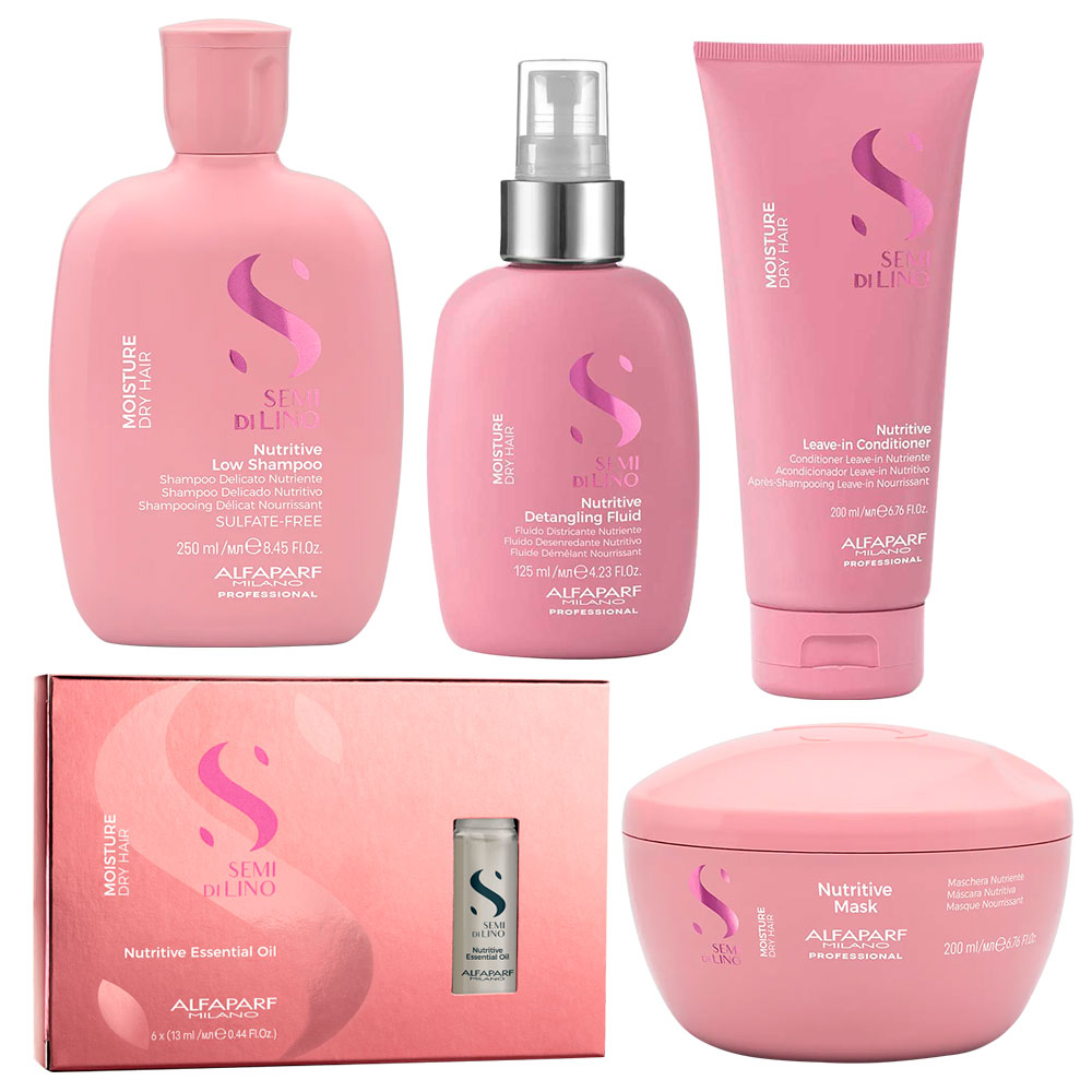 ALFAPARF SEMI DI LINO NUTRITIVE RUTINA COMPLETA X 5 UNIDADES 250ML - 1