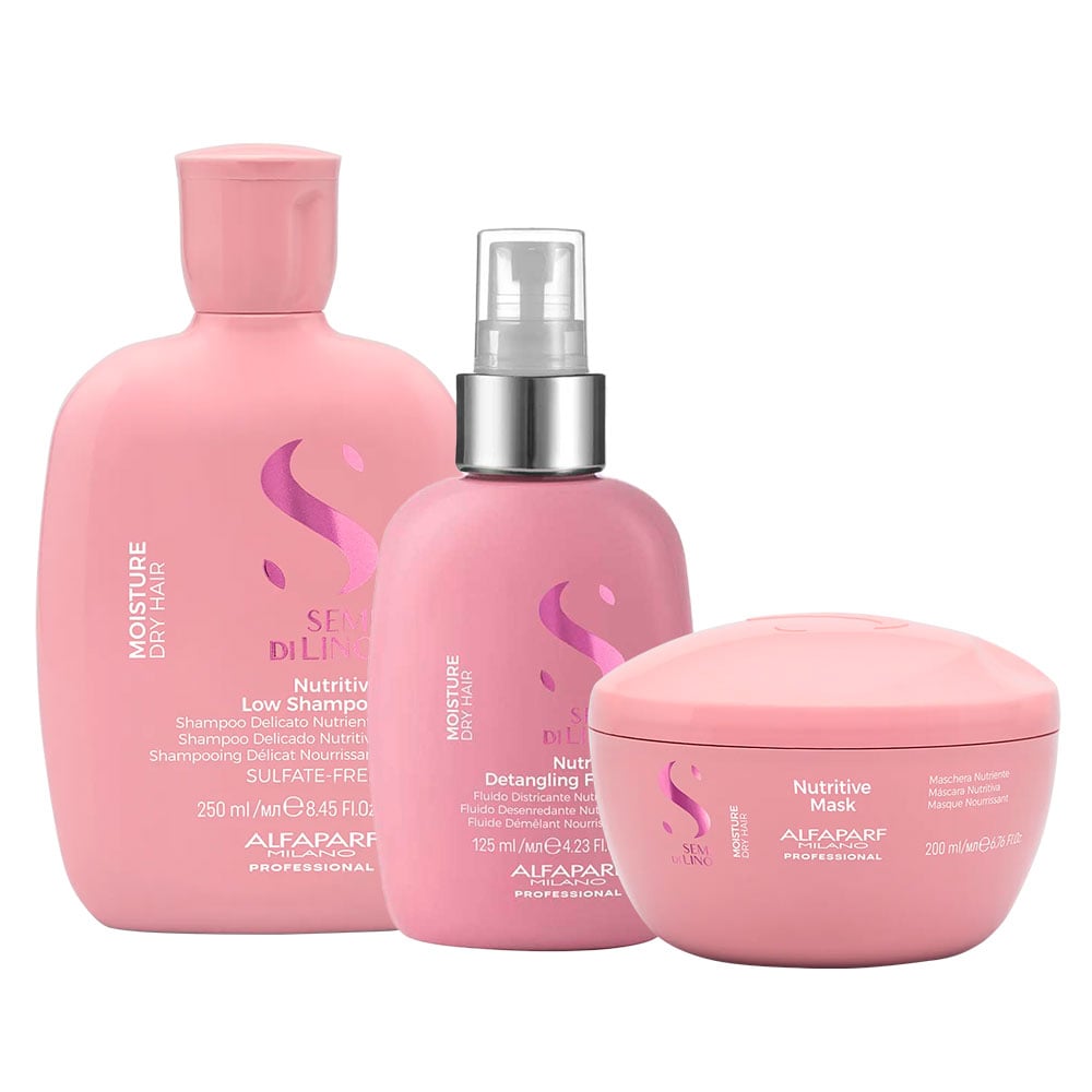 ALFAPARF SEMI DI LINO NUTRITIVE SHAMPOO 250 ML + MASK 200 ML + FLUID 125 ML - 1