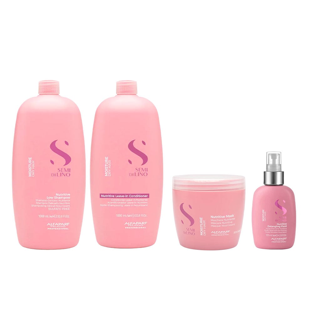 ALFAPARF SEMI DI LINO NUTRITIVE RUTINA COMPLETA X 4 UNIDADES 1000ML - 1