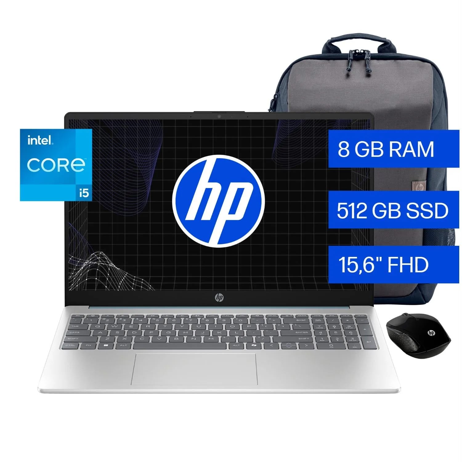 LAPTOP HP INTEL CORE I5 1334U 8GB 512GB SSD 15.6FHD WIN11 + MOCHILA + MOUSE - 1