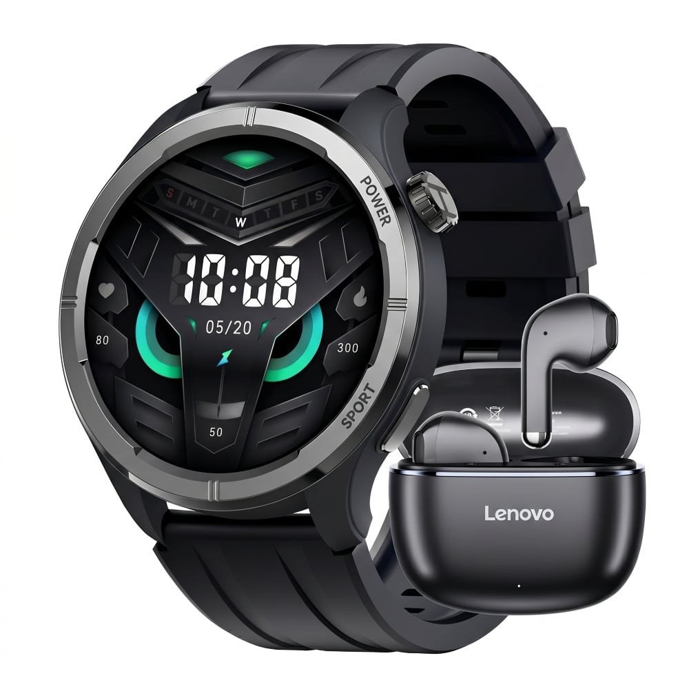 HAYLOU SMARTWATCH SOLAR NEO (LS21) NEGRO + LENOVO AUDIFONO BT TA120 NEGRO - 1