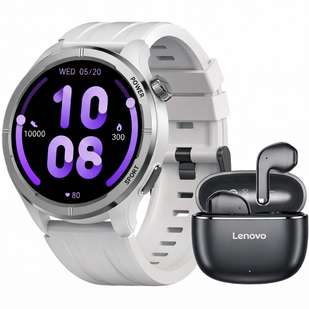 HAYLOU SMARTWATCH SOLAR NEO LS21- PLATA + LENOVO AUDIFONO BT TA120 NEGRO - 1