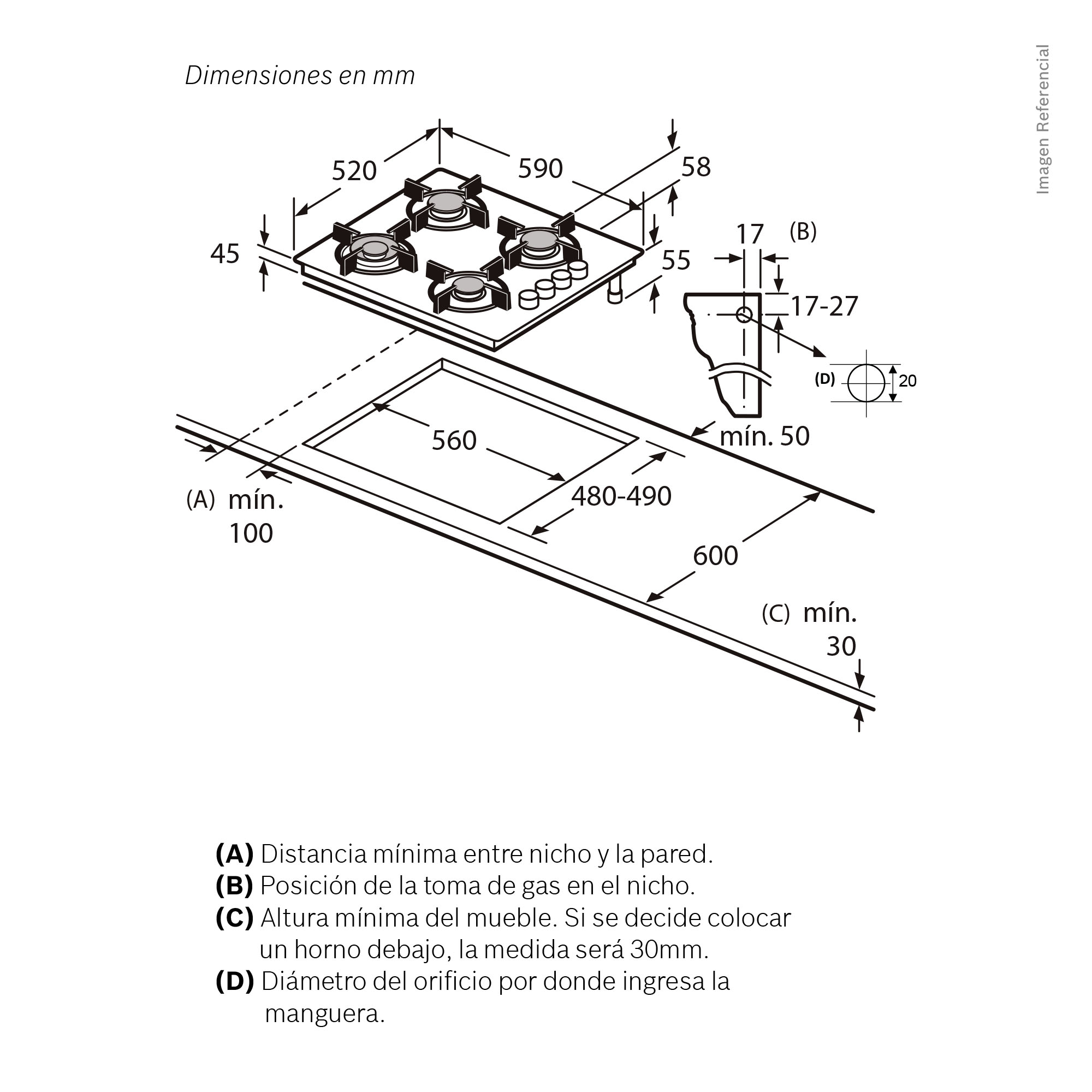 ENCIMERA EMPOTRABLE A GAS BOSCH 4 QUEMADORES POP6B6B80 - 7