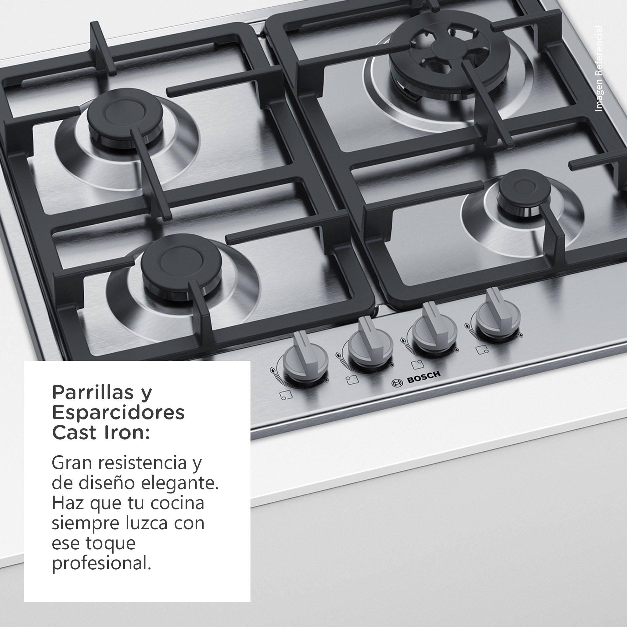 ENCIMERA EMPOTRABLE A GAS BOSCH 4 QUEMADORES PGH6B5K90 - 4