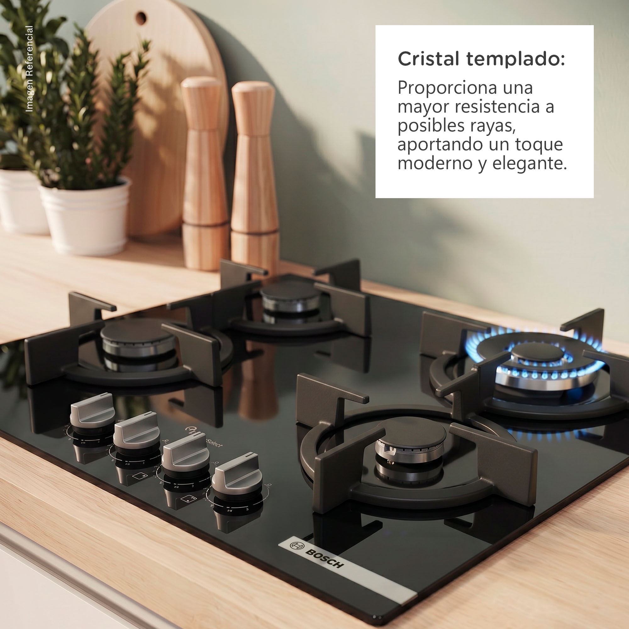 ENCIMERA EMPOTRABLE A GAS BOSCH 4 QUEMADORES PPH6A6I10 - 6