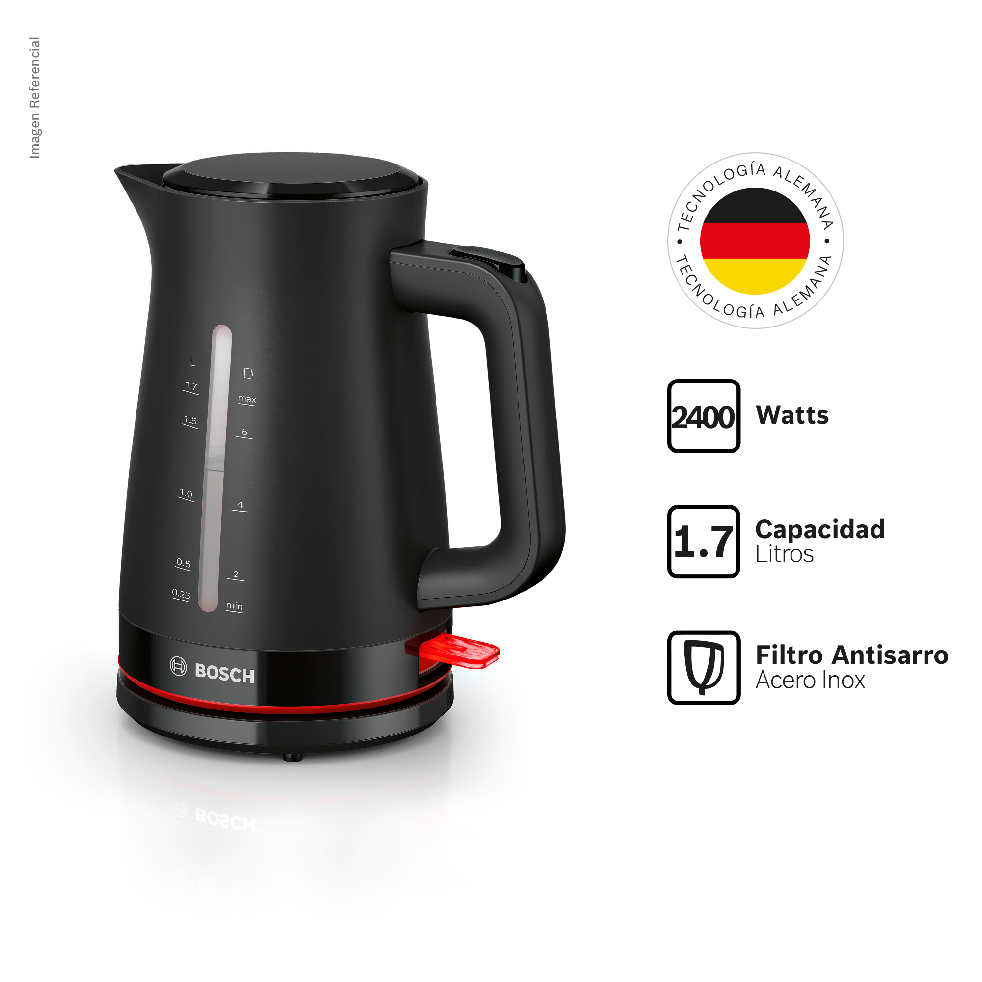 HERVIDOR BOSCH MYMOMENT 1.7L NEGRO 2400 W - TWK3M123 - 1