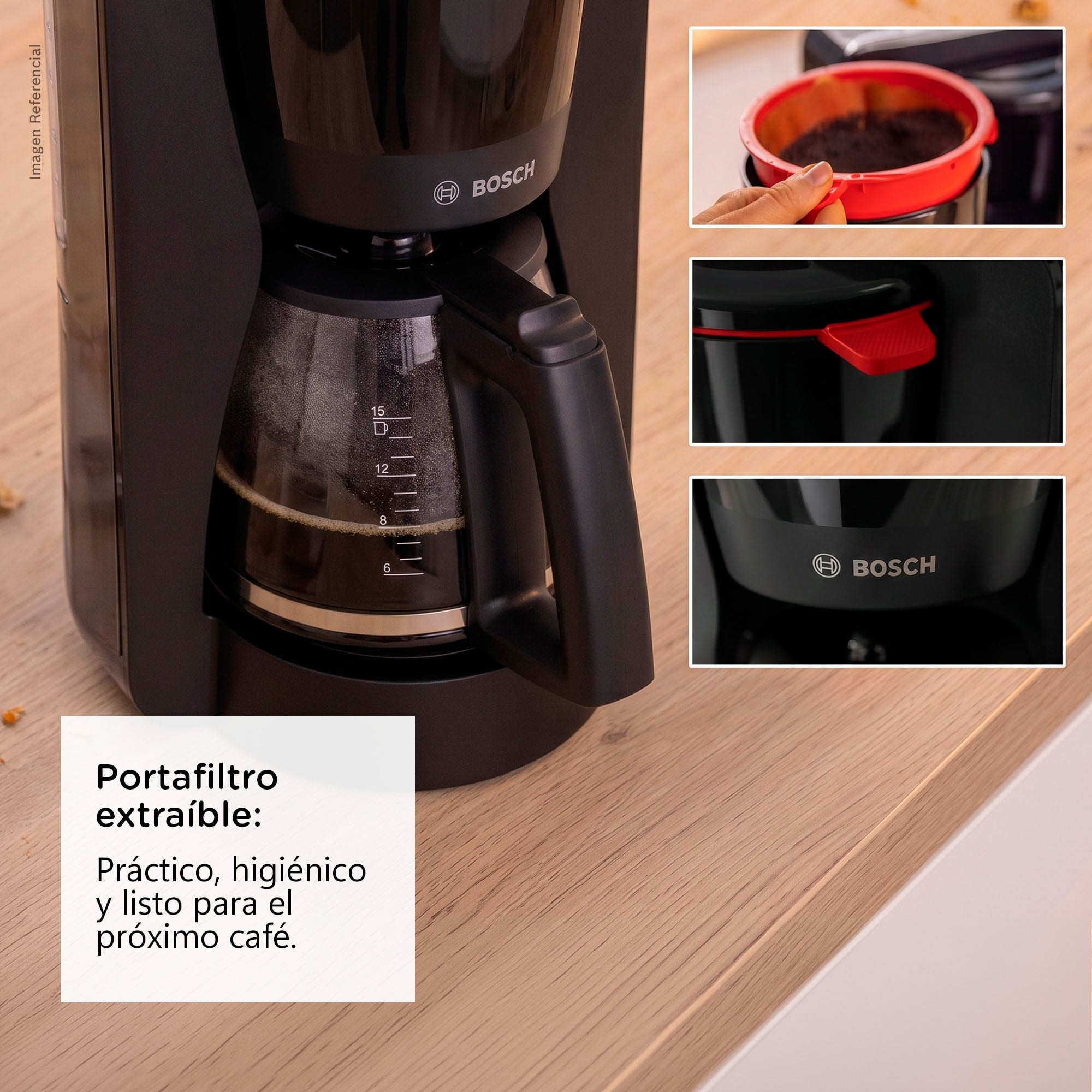 CAFETERA DE GOTEO BOSCH MYMOMENT 10/15 TAZAS NEGRA - TKA2M113 - 6