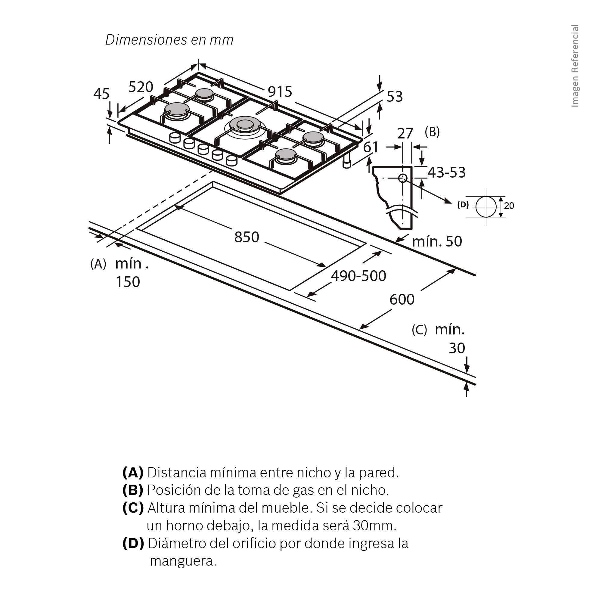 ENCIMERA A GAS BOSCH 90CM INOX SERIE 6 - PCR9A5I90 - 8
