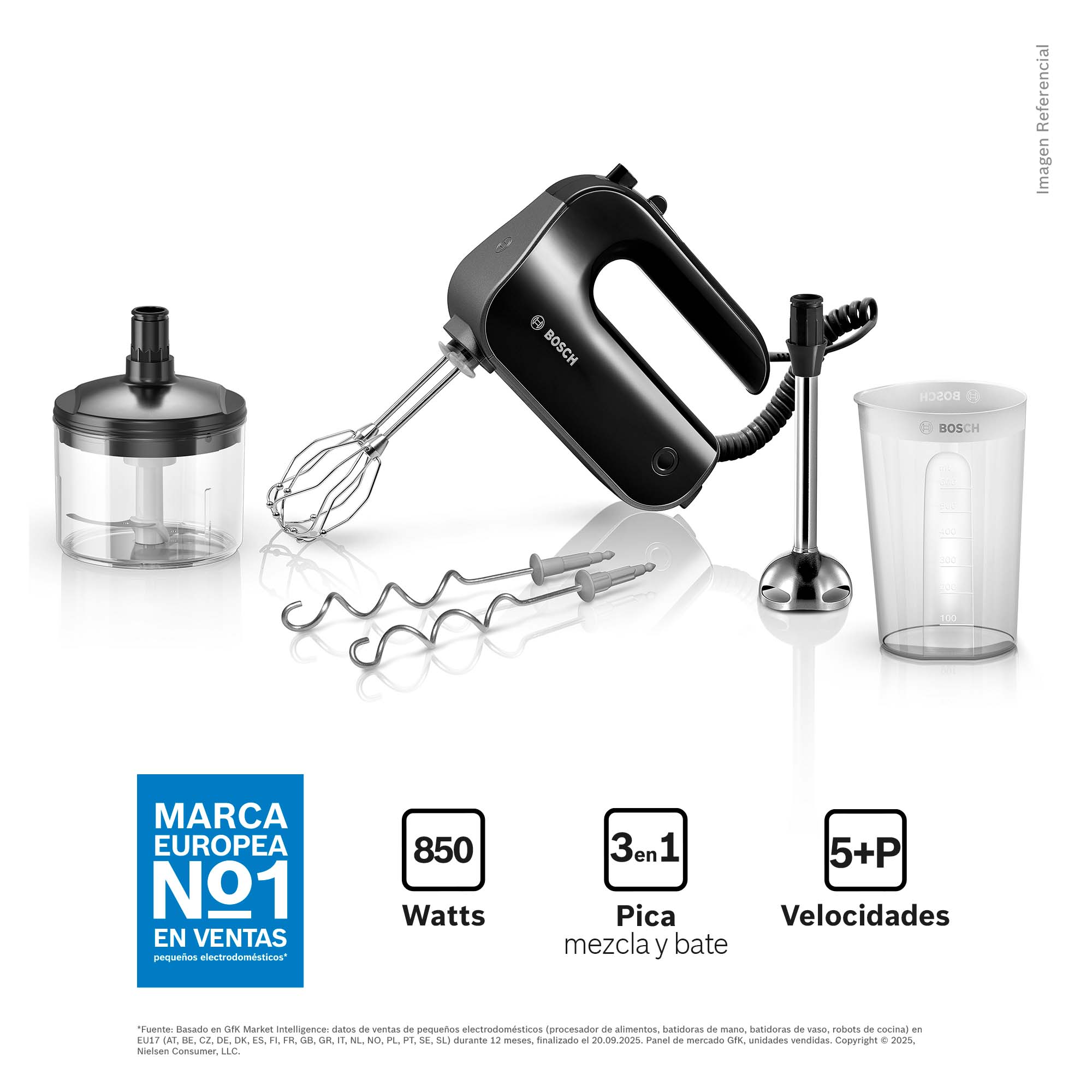 BATIDORA DE MANO BOSCH 3 EN 1 NEGRA 850 W - MFQ4980B - 1