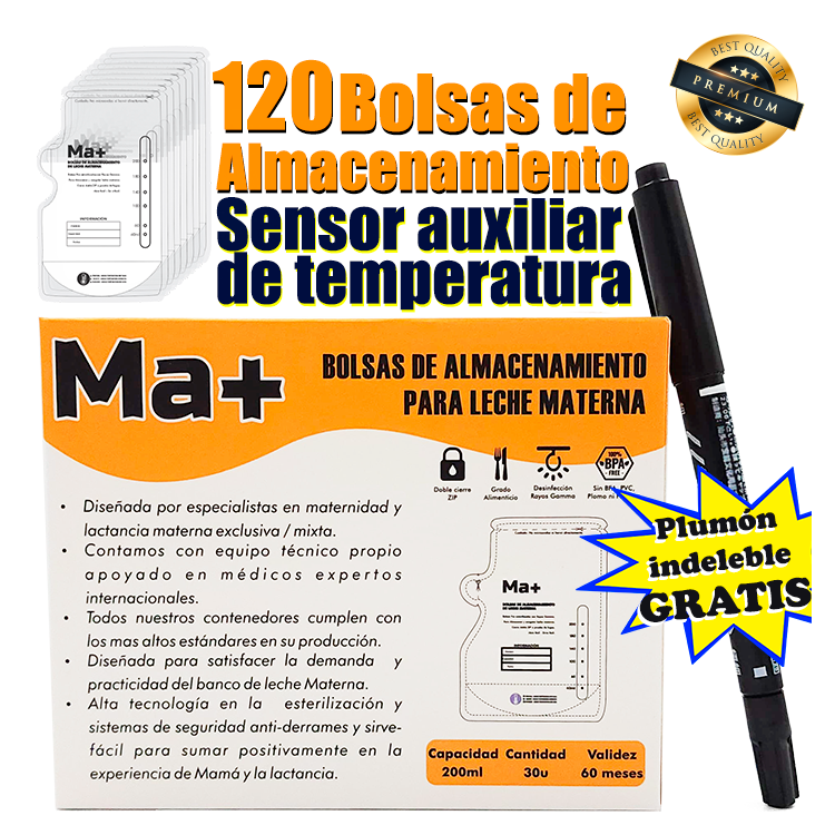 BOLSAS DE ALMACENAMIENTO MA+ PARA LECHE MATERNA 120 UNIDADES - 1