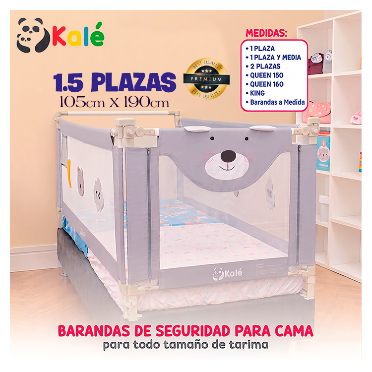 PACK 3 BARANDAS DE SEGURIDAD 1.5 PLAZAS PARA CAMA DE BEBES Y NIÑOS - 1