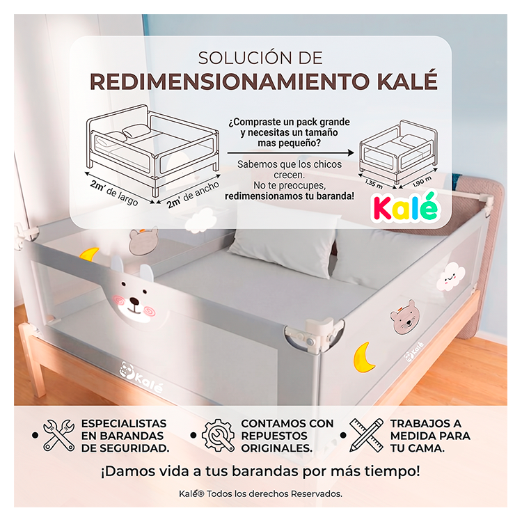 PACK 3 BARANDAS DE SEGURIDAD QUEEN 150X200 PARA CAMA DE BEBES Y NIÑOS - 7